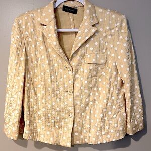 butter yellow polkadot button up blazer